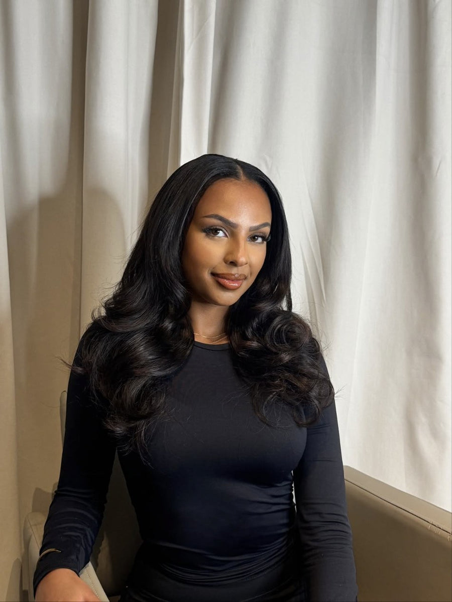 Finished sew-in with body wave styling